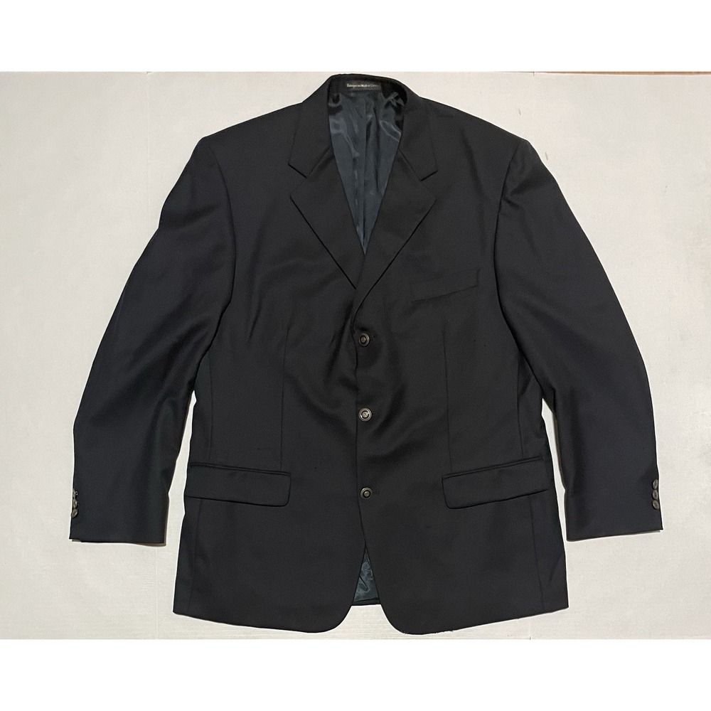 Oscar de la Renta Mens Blazer Sports Coat Jacket 44R Black Virgin Wool 3 Button